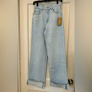 Le Jean Column Jean with cuff, sunbleached wash, size 25, NWT